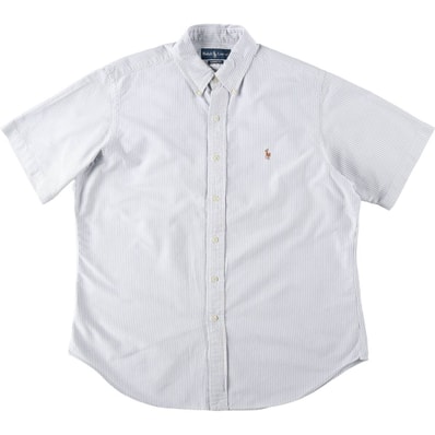 古着 ラルフローレン Ralph Lauren CLASSIC FIT 半袖 ボタンダウン ストライプシャツ メンズL相当/eaa644823