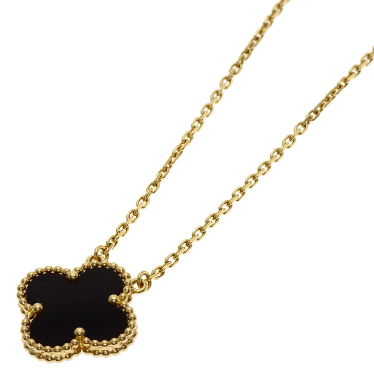 Van Cleef & Arpels ヴァンクリーフ&アーペル ヴィンテージ アルハンブラ オニキス ネックレス K18YG レディース [中古]