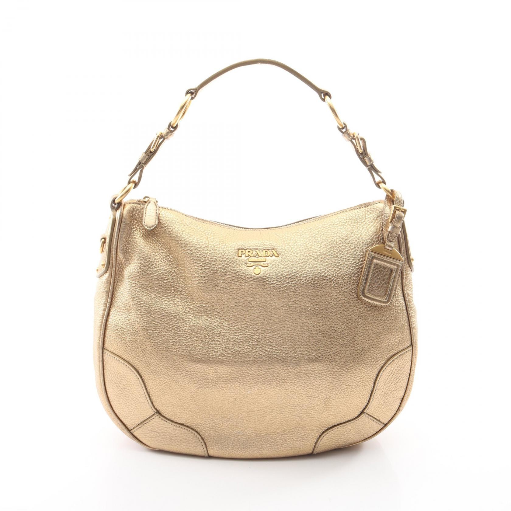 プラダ PRADA VIT.DAINO ショルダーバッグ バッグ レザー レディース ゴールド系 BR3871 【中古】