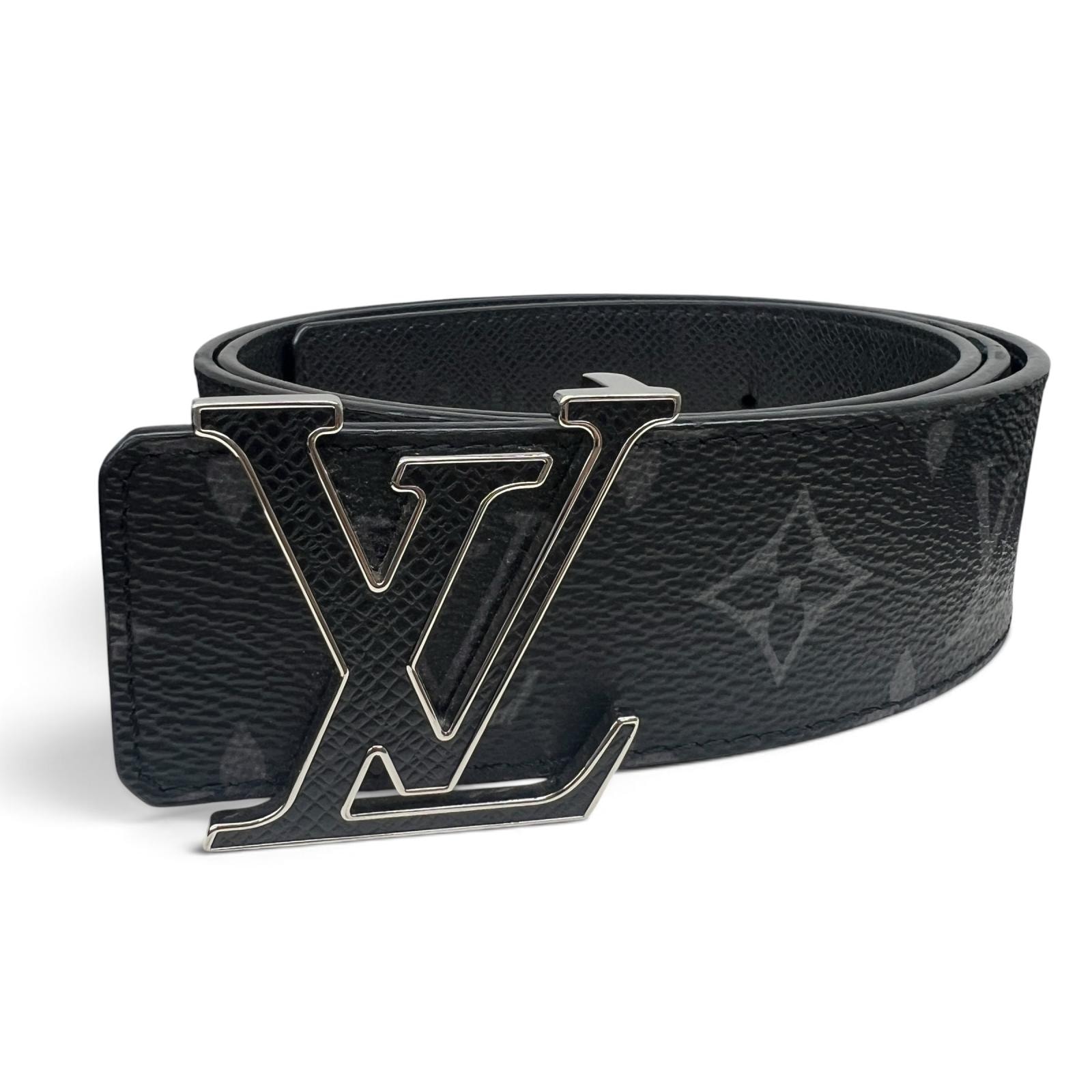 LOUIS VUITTON 極美品 ルイヴィトン ベルト LV イニシャル 40MM リバーシブル モノグラムエクリプス タイガ M0157U PVC レザー AC4232 ブラック #90/36 Aランク 中古 鑑定済【定価101,200円 完売】