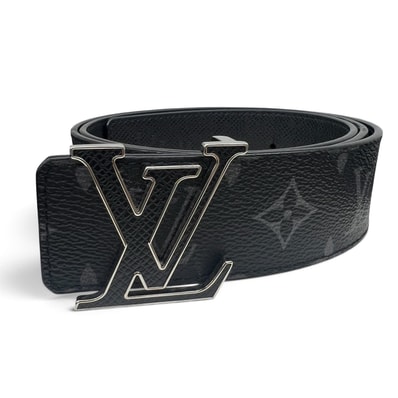 LOUIS VUITTON 極美品 ルイヴィトン ベルト LV イニシャル 40MM リバーシブル モノグラムエクリプス タイガ M0157U PVC レザー AC4232 ブラック #90/36 Aランク 中古 鑑定済【定価101,200円 完売】