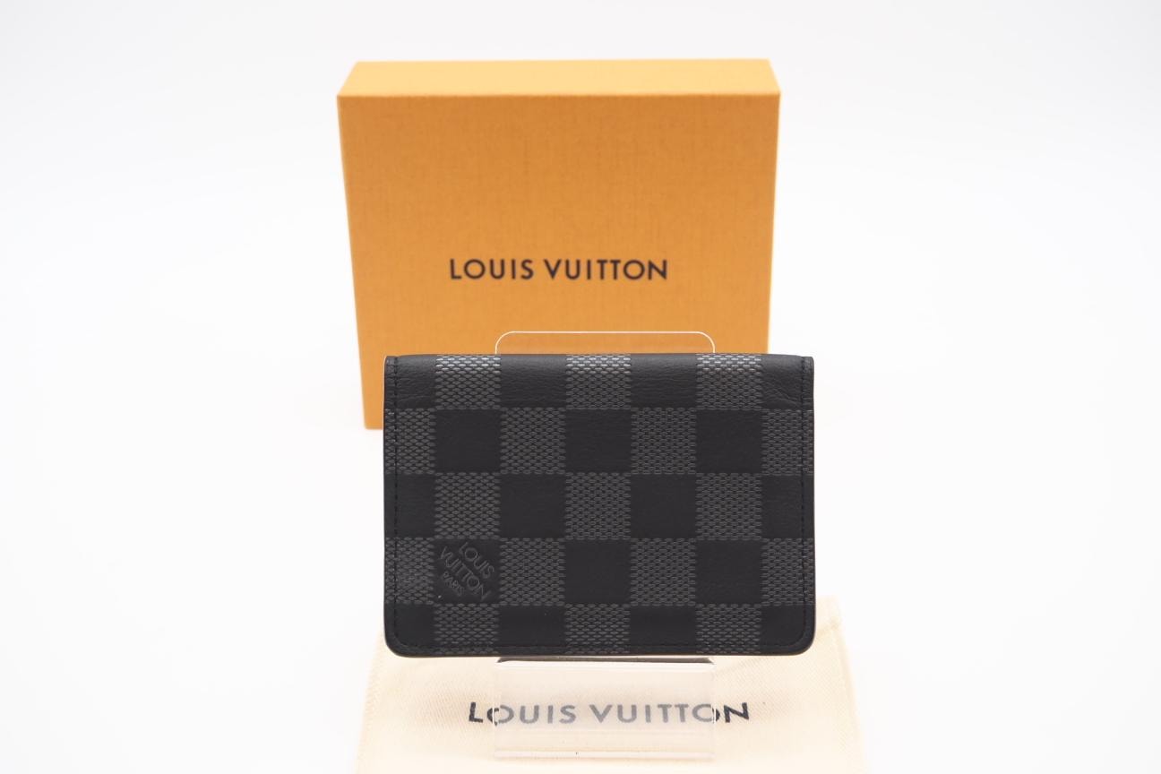 美品 LOUIS VUITTON ルイ・ヴィトン アンフィニ カードケース オーガナイザ ドゥ ポッシュ N60183 カードケース ブラック シルバー トリヨンレザー メンズ
