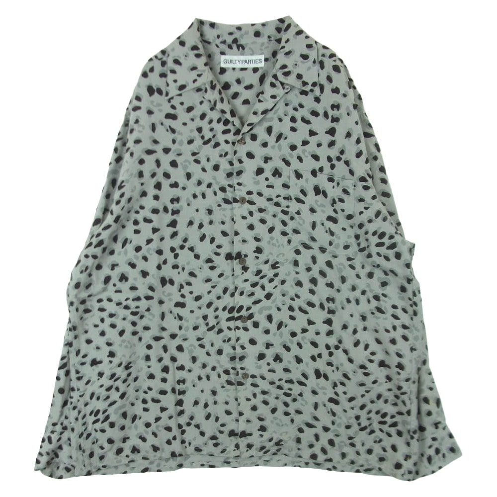 WACKO MARIA ワコマリア LEOPARD OPEN COLLAR SHIRTS レオパード柄 ダルメシアン オープンカラー 長袖 シャツ グレー系 ブラック系 XL【中古】