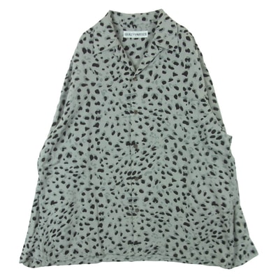 WACKO MARIA ワコマリア LEOPARD OPEN COLLAR SHIRTS レオパード柄 ダルメシアン オープンカラー 長袖 シャツ グレー系 ブラック系 XL【中古】