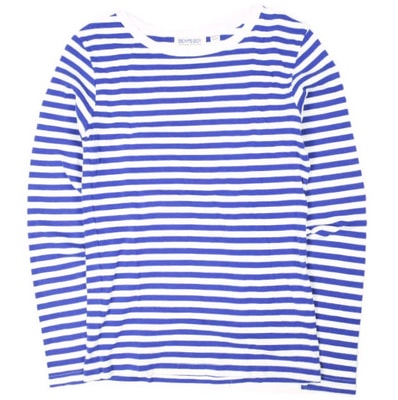 BEAMS BOY ビームスボーイ 日本製 フライス 1cmボーダーTシャツ 13-14-0060-654 ONE SIZE WHITE/BLUE 長袖 カットソー ロングスリーブ トップス g25941