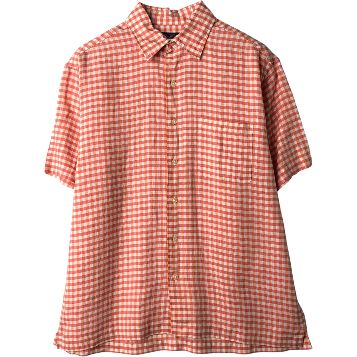 古着 ブルックスブラザーズ Brooks Brothers チェック柄 半袖 リネンシャツ ボックスシャツ メンズM相当/eaa641263