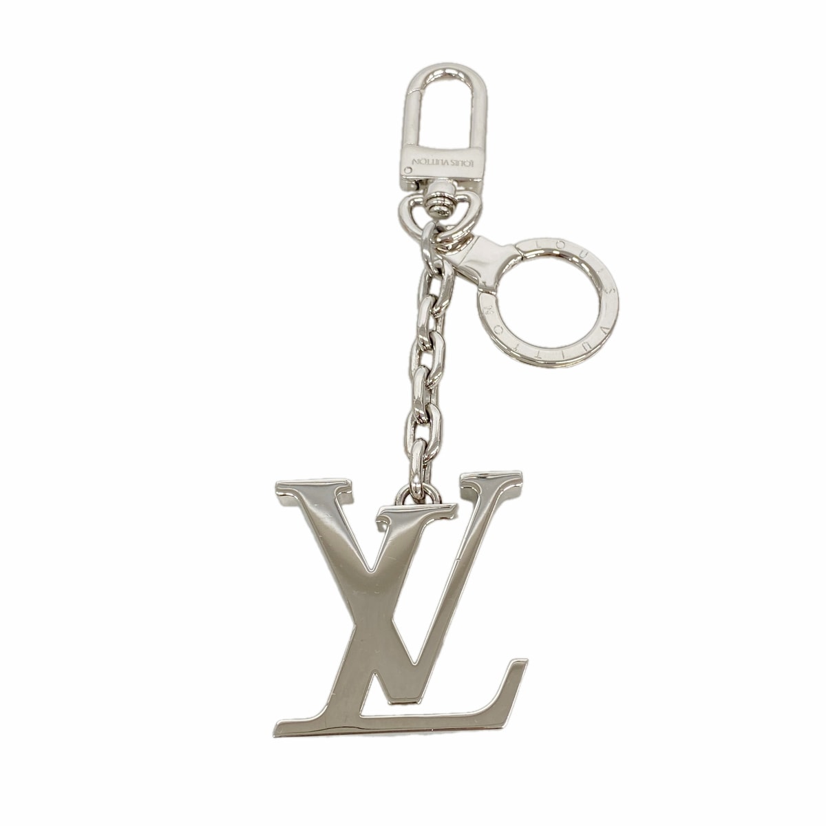 【6kd4859】ルイヴィトン キーホルダー・チャーム ポルトクレ イニシャルLV M65071 シルバー【中古】レディース