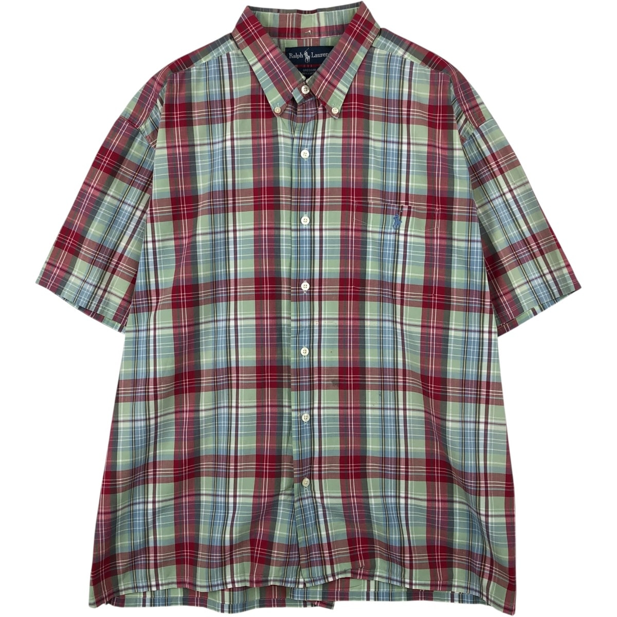 古着 ラルフローレン Ralph Lauren GREGGOR マドラスチェック 半袖 ボタンダウン チェックシャツ メンズXL相当/eaa653106