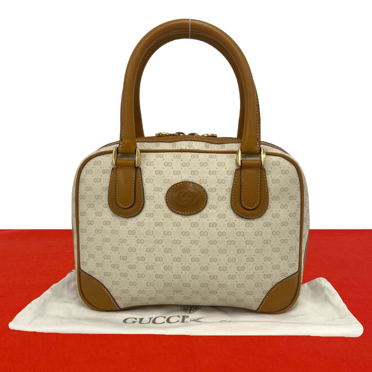 GUCCI グッチ マイクロGG ロゴ レザー PVC ハンドバッグ ホワイト
 62961
