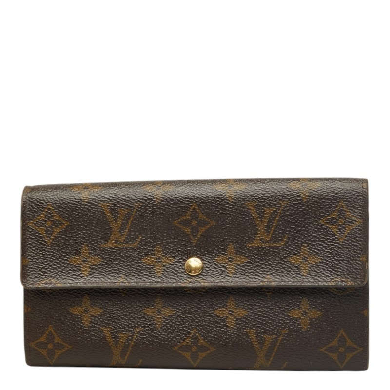 ルイ ヴィトン モノグラム ポシェット ポルト モネ クレディ 長財布 M61725 ブラウン PVC レディース LOUIS VUITTON 中古