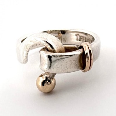 TIFFANY&Co. フック&アイ リング シルバー925 K14YG 指輪 8.5号 ヴィンテージ 鑑定済み 正規品 ティファニー