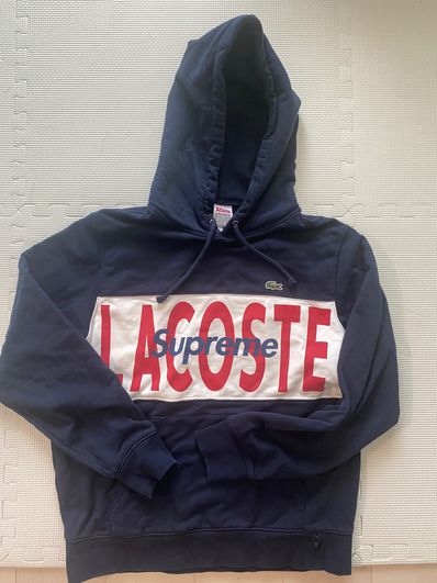 Supreme / Lacoste Logo Panel Hooded Sweatshirt "Navy"