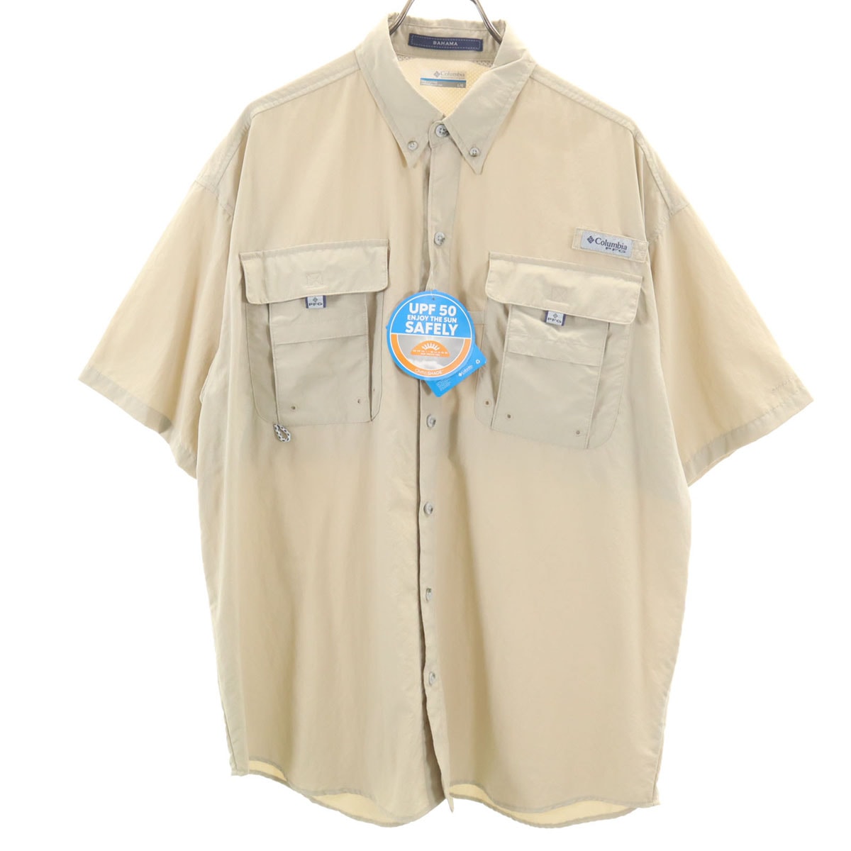 未使用 Columbia コロンビア 半袖 バハマ II シャツ L ベージュ アウトドア