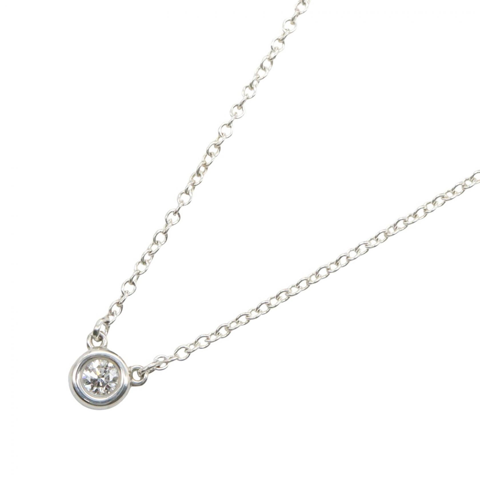 ティファニー TIFFANY&CO バイザヤードネックレス ネックレス ジュエリー シルバー925 ダイヤモンド レディース クリア系 【中古】