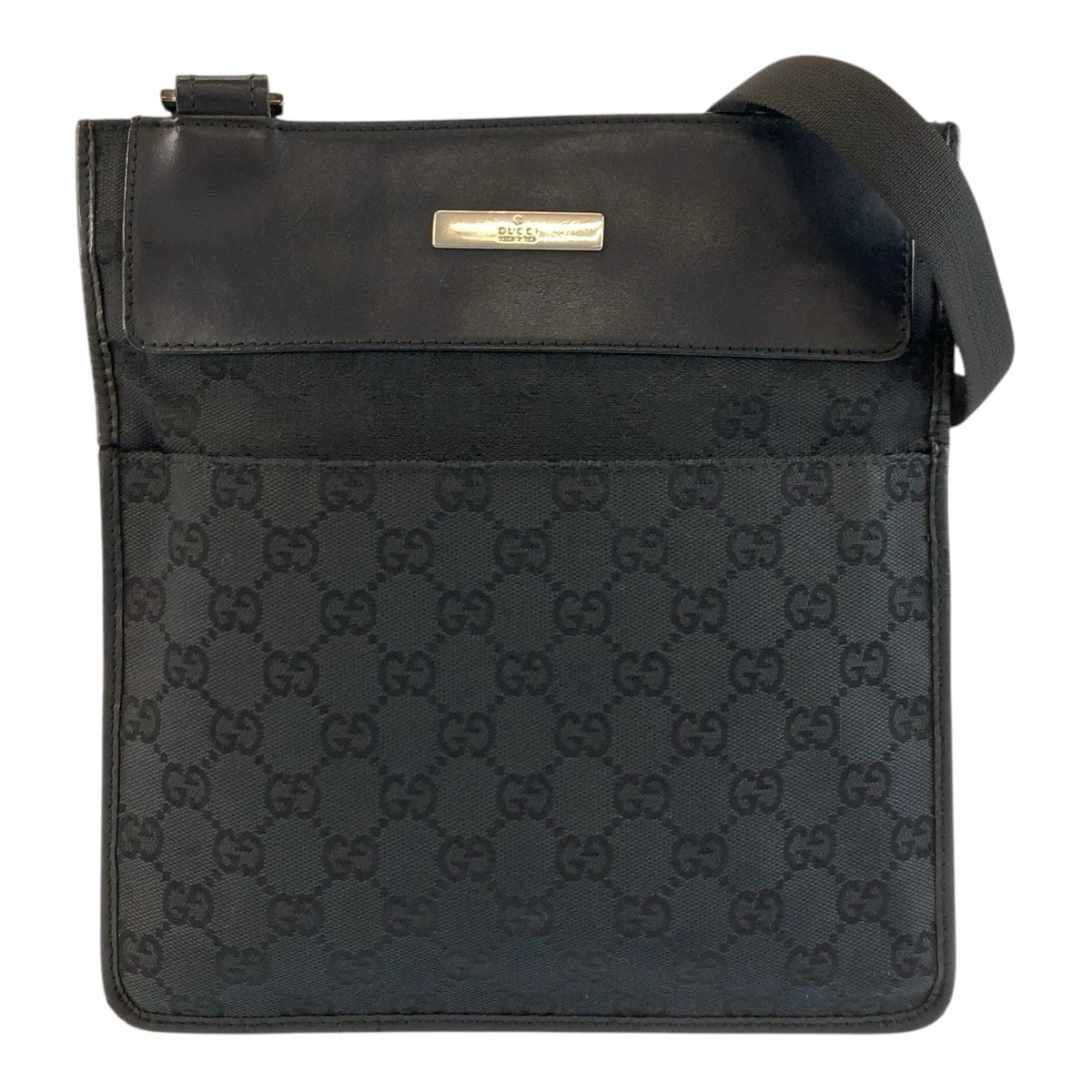 美品 GUCCI グッチ ブラック 黒 シルバー金具 GGキャンバス レザー/ ショルダーバッグ ポシェット 604298 【中古】