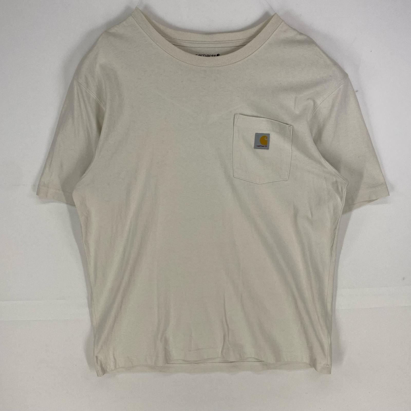 古着 カーハート Carhartt 半袖Tシャツ クルーネック ワンポイントロゴ クルーネック ショートスリーブ L  ホワイト系 メンズ