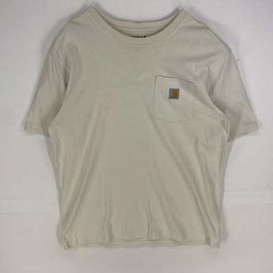 古着 カーハート Carhartt 半袖Tシャツ クルーネック ワンポイントロゴ クルーネック ショートスリーブ L ホワイト系 メンズ