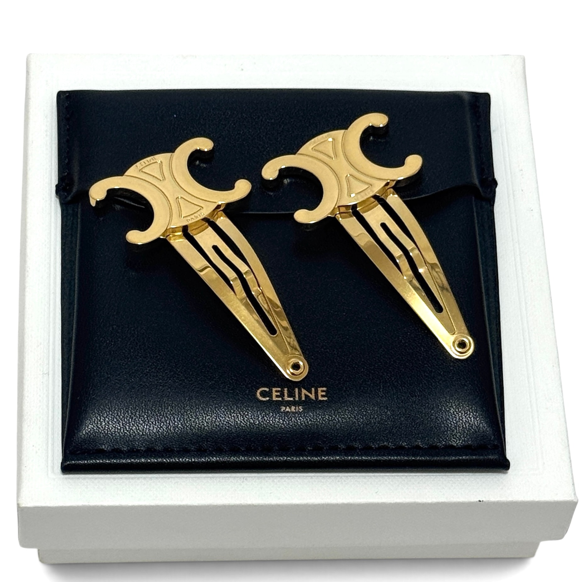 セリーヌ スナップ ヘアクリップ ヘアピン ゴールド トリオンフ 2個セット ヘアアクセサリー 髪留め CELINE