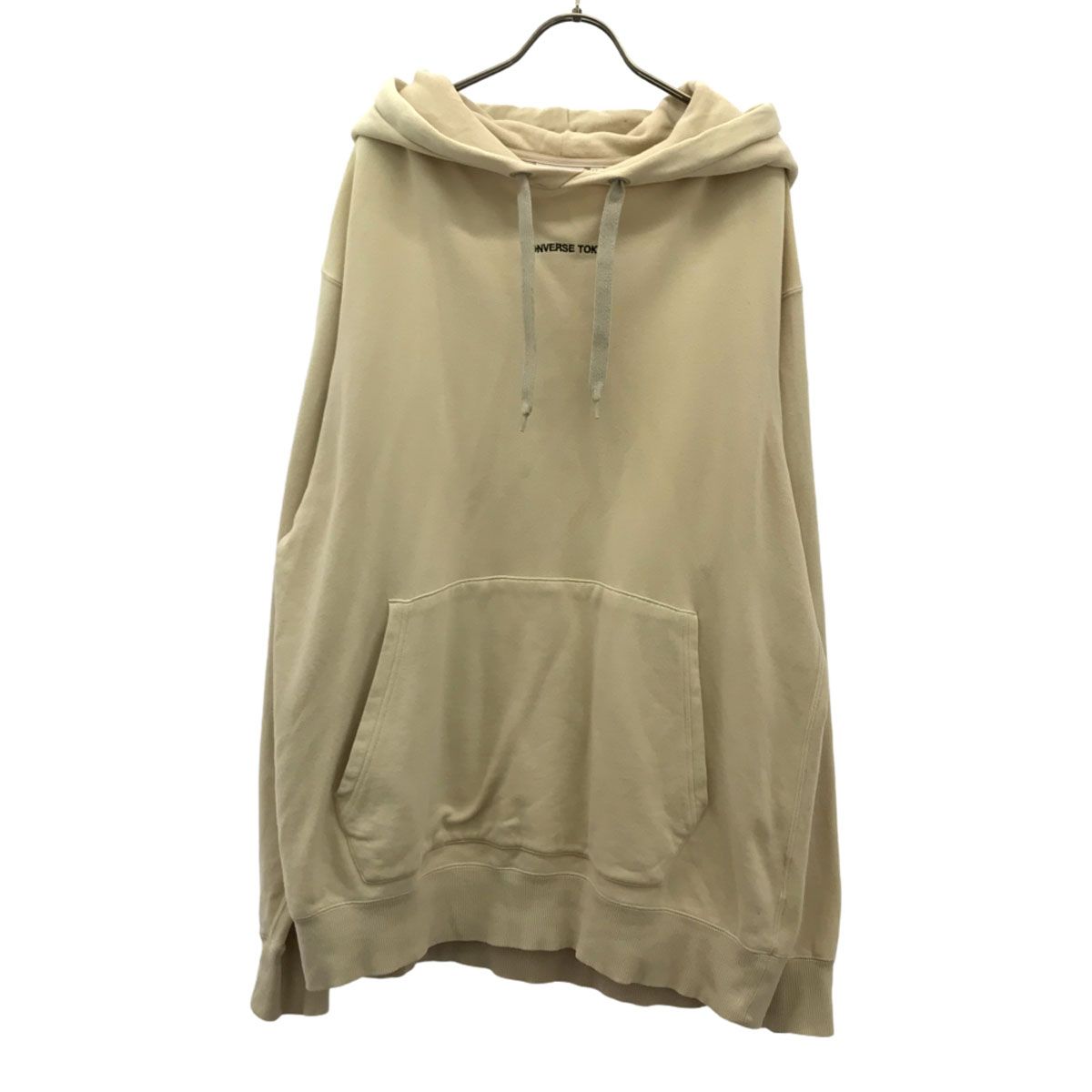 CONVERSE コンバース 日本製 ロゴ刺繍 長袖 スウェットパーカー 4 アイボリー