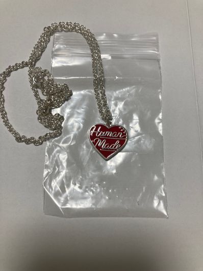 HUMAN MADE Heart Silver Necklace "Red"