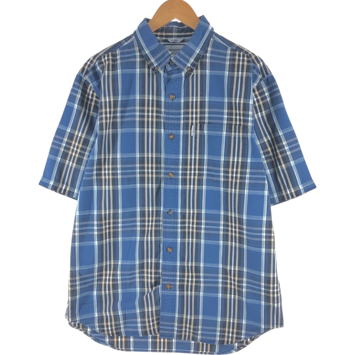 古着 カーハート Carhartt RELAXED FIT 半袖 ボタンダウン チェックシャツ メンズL相当/eaa564139
