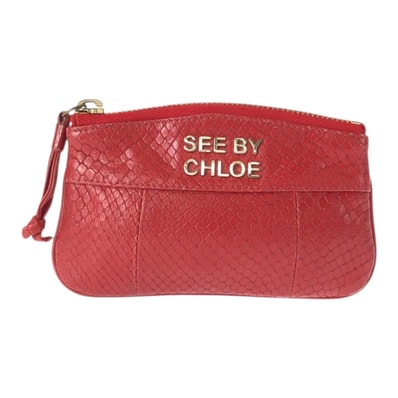 Chloe クロエ レッド ゴールド金具 レザー コインケース 小銭入れ 600401 【中古】