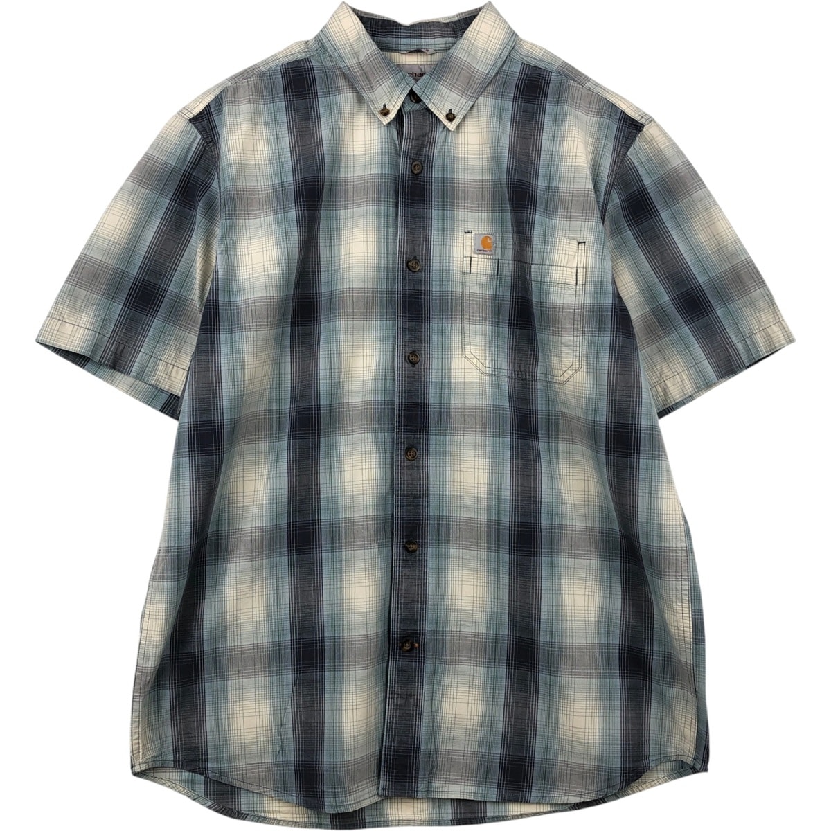 古着 カーハート Carhartt RELAXED FIT チェック柄 ボタンダウン 半袖 ワークシャツ メンズL相当/eaa646547