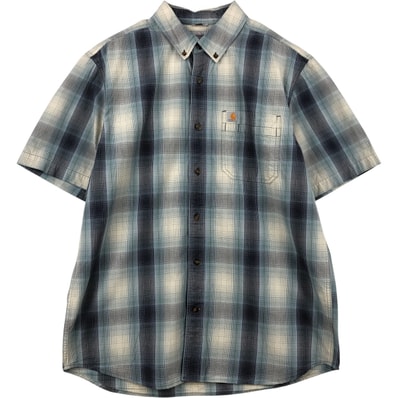 古着 カーハート Carhartt RELAXED FIT チェック柄 ボタンダウン 半袖 ワークシャツ メンズL相当/eaa646547
