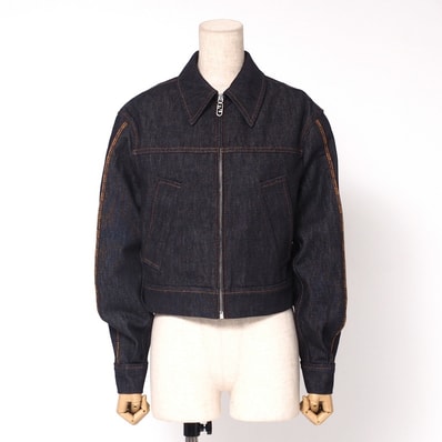 ■美品■2023年製■FENDI フェンディ デニムジャケット サイズ36 Gジャン ジップアップジャケット FF コットン インディゴ ネイビー イタリア製 ブランド古着【中古】20241004/RA1410