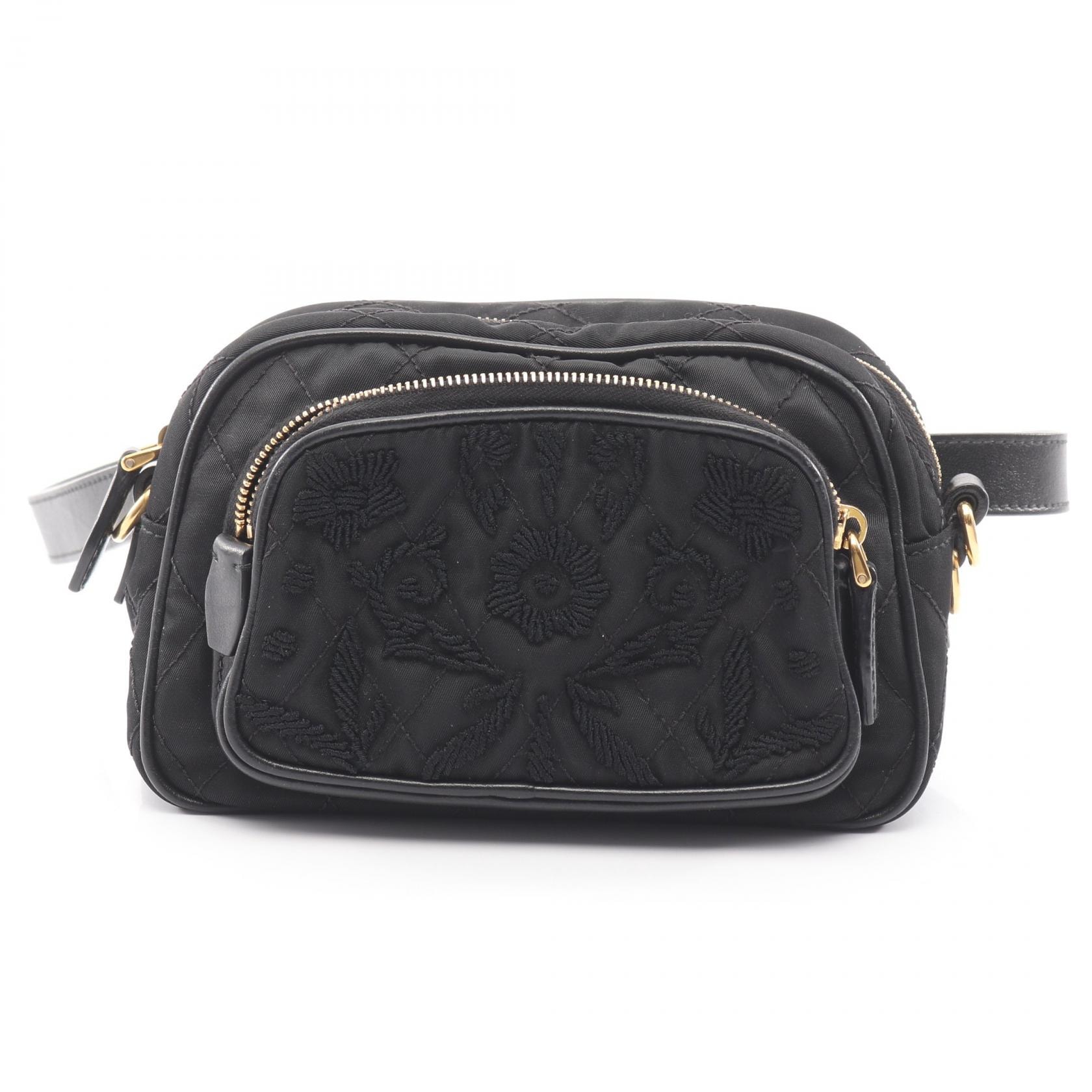 プラダ PRADA ウエストバッグ バッグ ナイロン レザー レディース ブラック系 【中古】