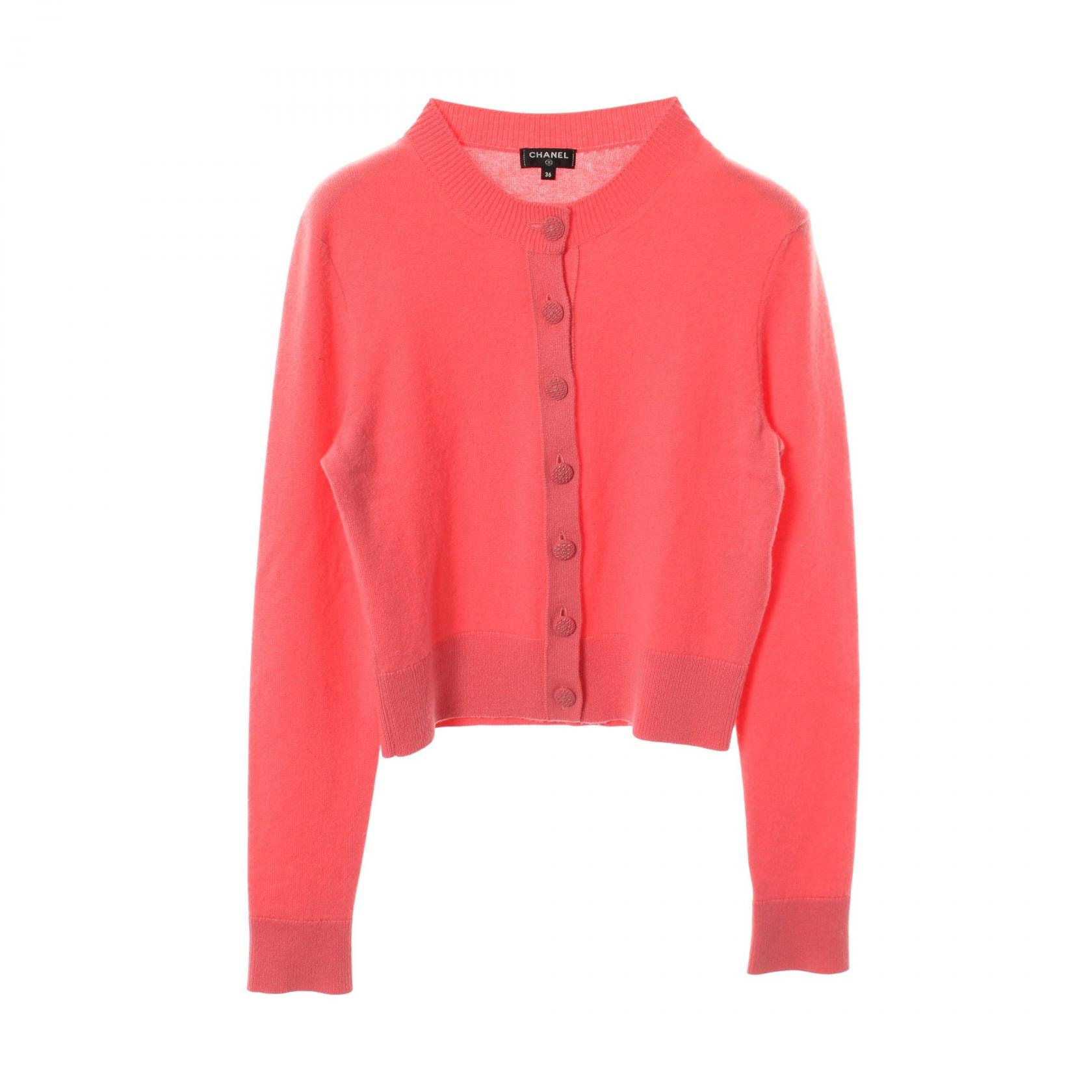 シャネル CHANEL ココマークボタン カーディガン 衣料品 トップス カシミヤ レディース ピンク系 【中古】