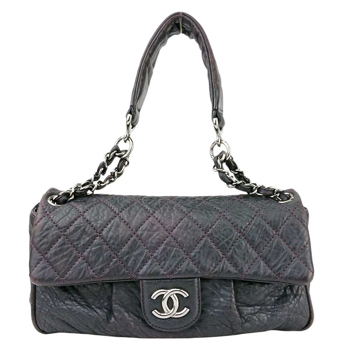 CHANEL シャネル マトラッセ ココマーク 肩掛け ワンショルダー ヴィンテージ 12番台 ショルダーバッグ レザー パープル シルバー  レディース【中古】