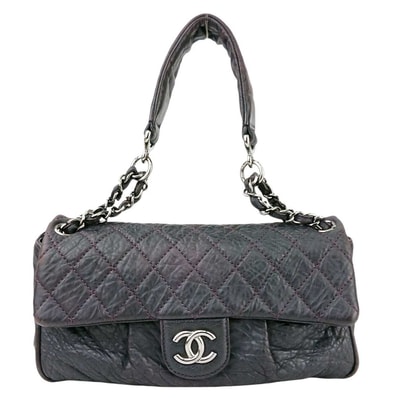 CHANEL シャネル マトラッセ ココマーク 肩掛け ワンショルダー ヴィンテージ 12番台 ショルダーバッグ レザー パープル シルバー レディース【中古】