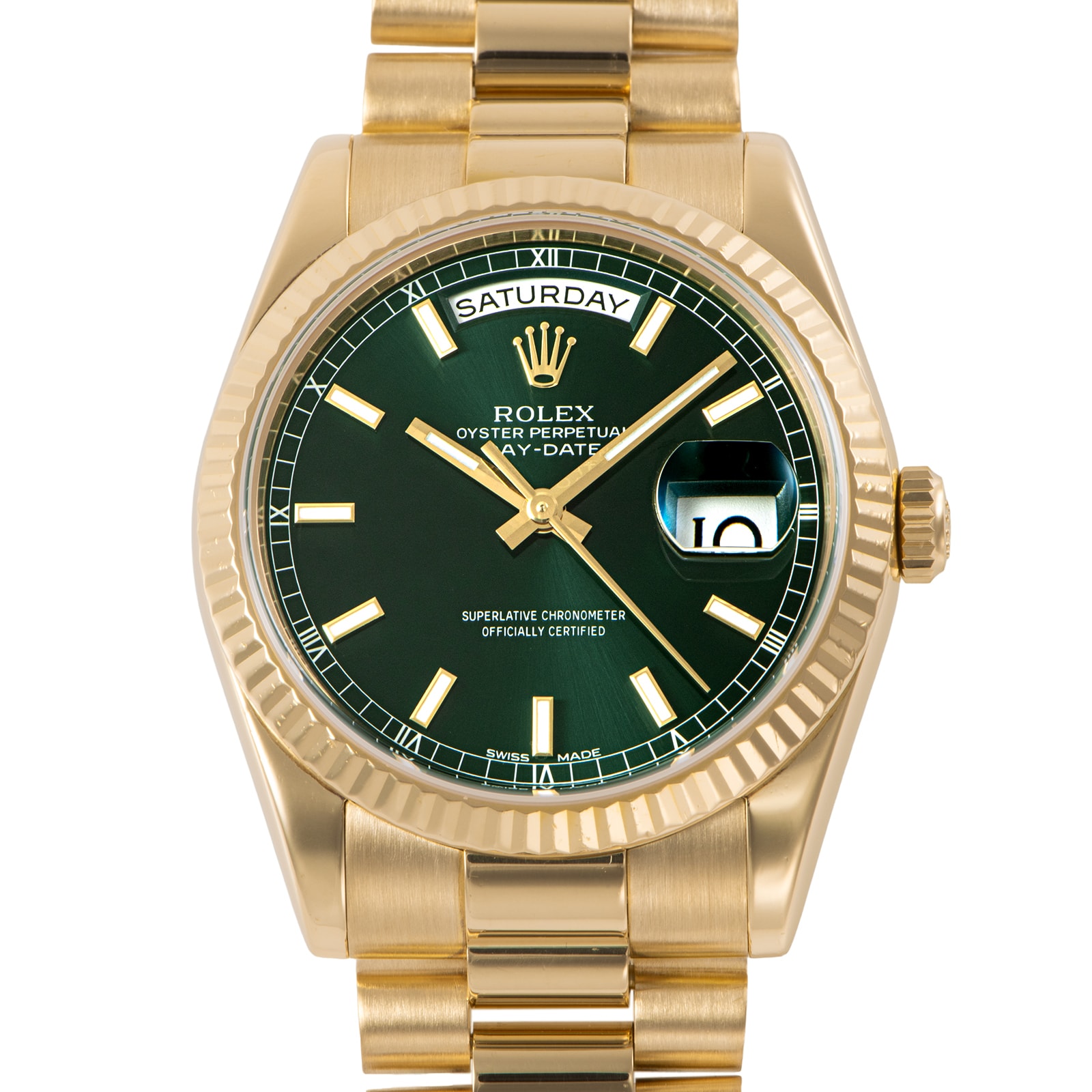 ROLEX ロレックス デイデイト 118238 F番 グリーン K18YG【中古】