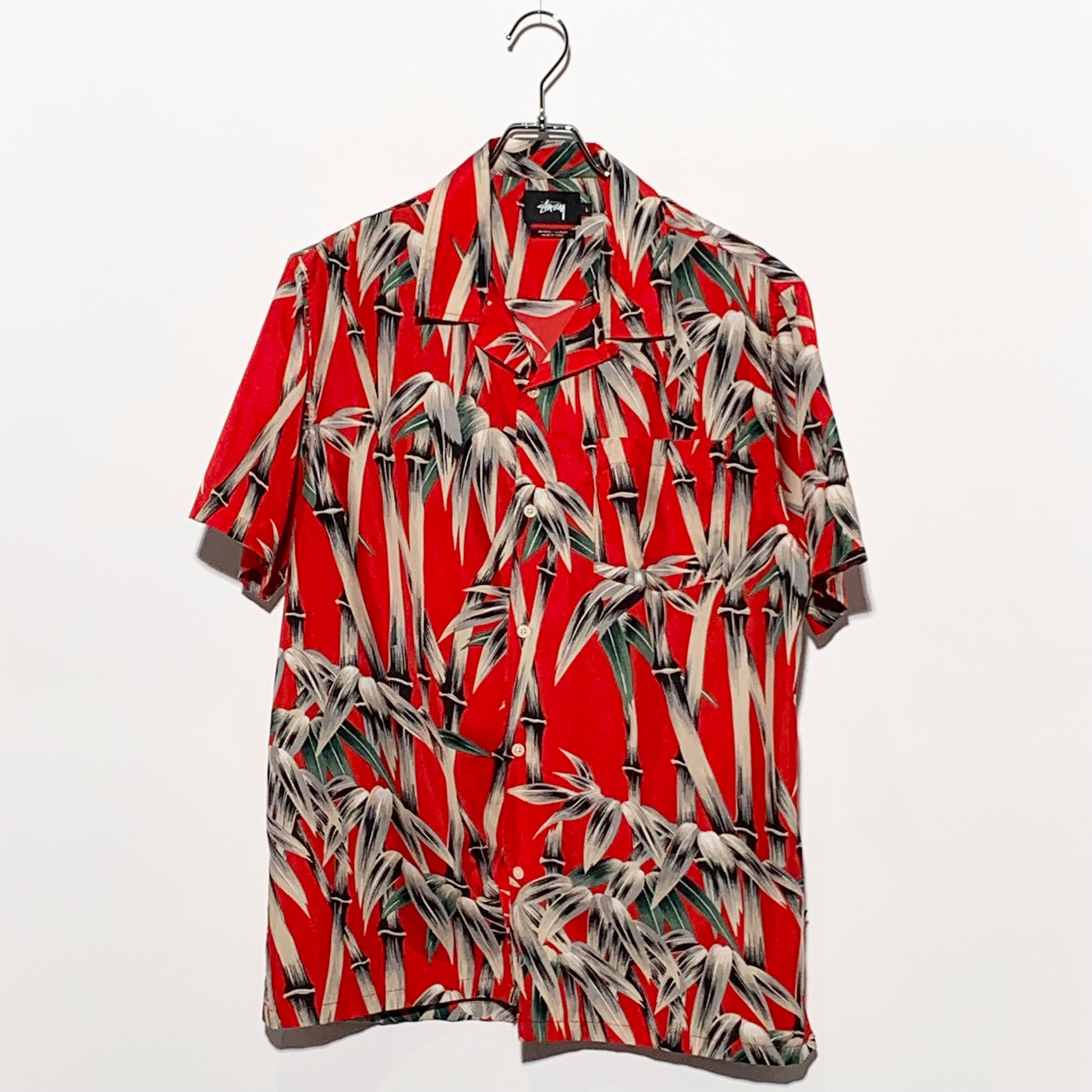 Stussy Bamboo Print S/S ALOHA Shirt Red