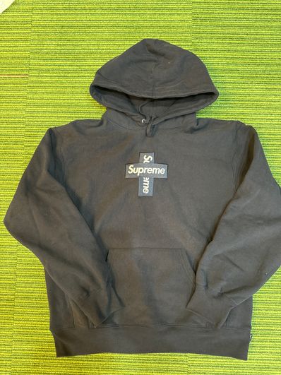 Supreme Cross Box Logo Hooded Sweatshirt "Navy"
