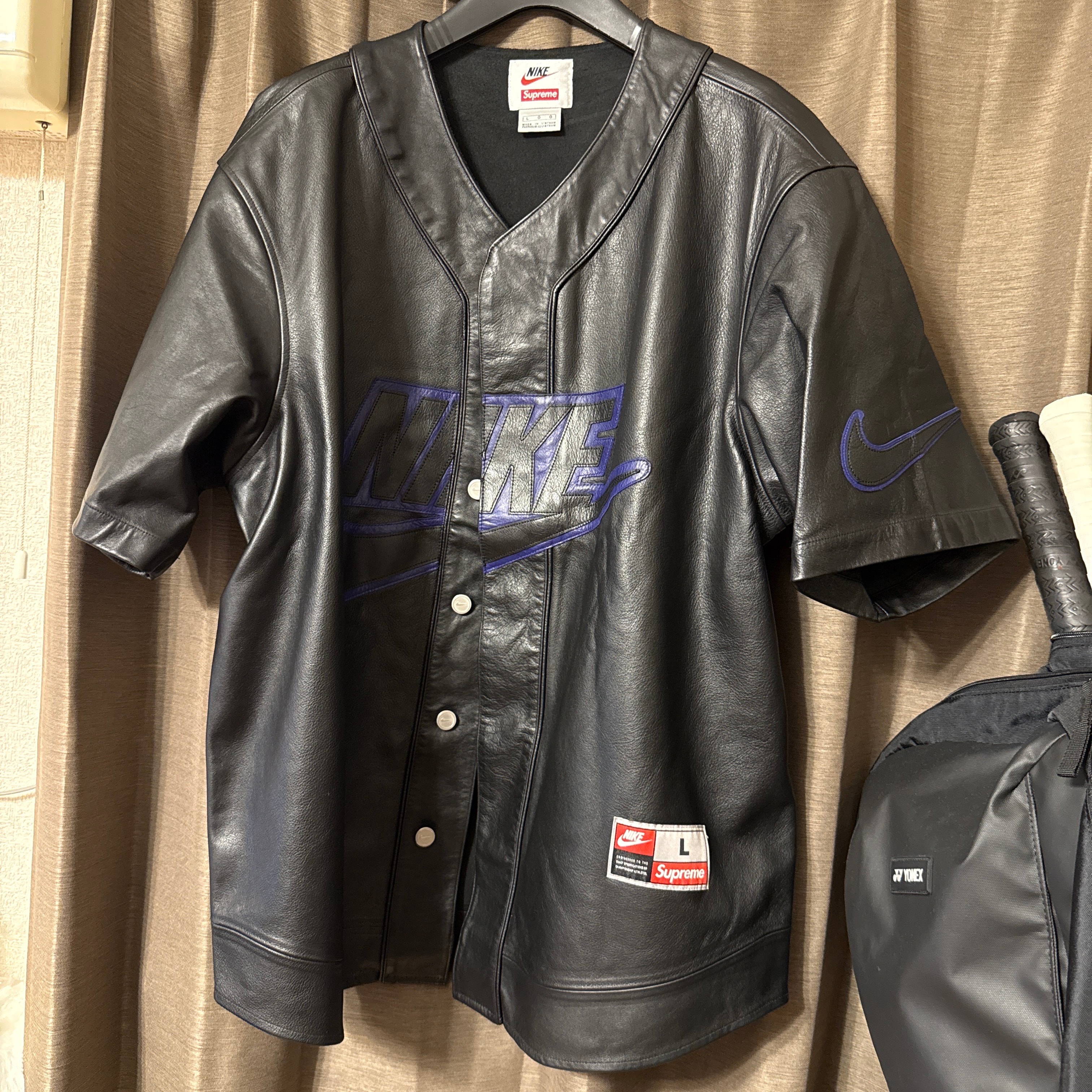 supreme nike leather baseball jersey