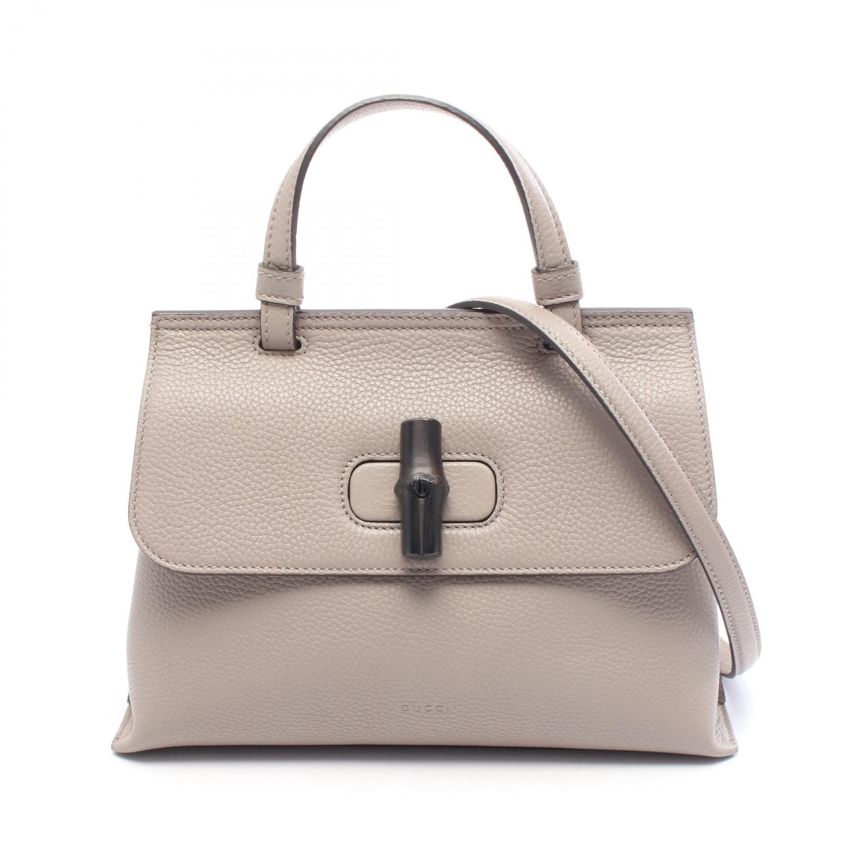 グッチ GUCCI バンブー デイリー 2WAY ハンドバッグ バッグ レザー レディース グレー系 370831 【中古】