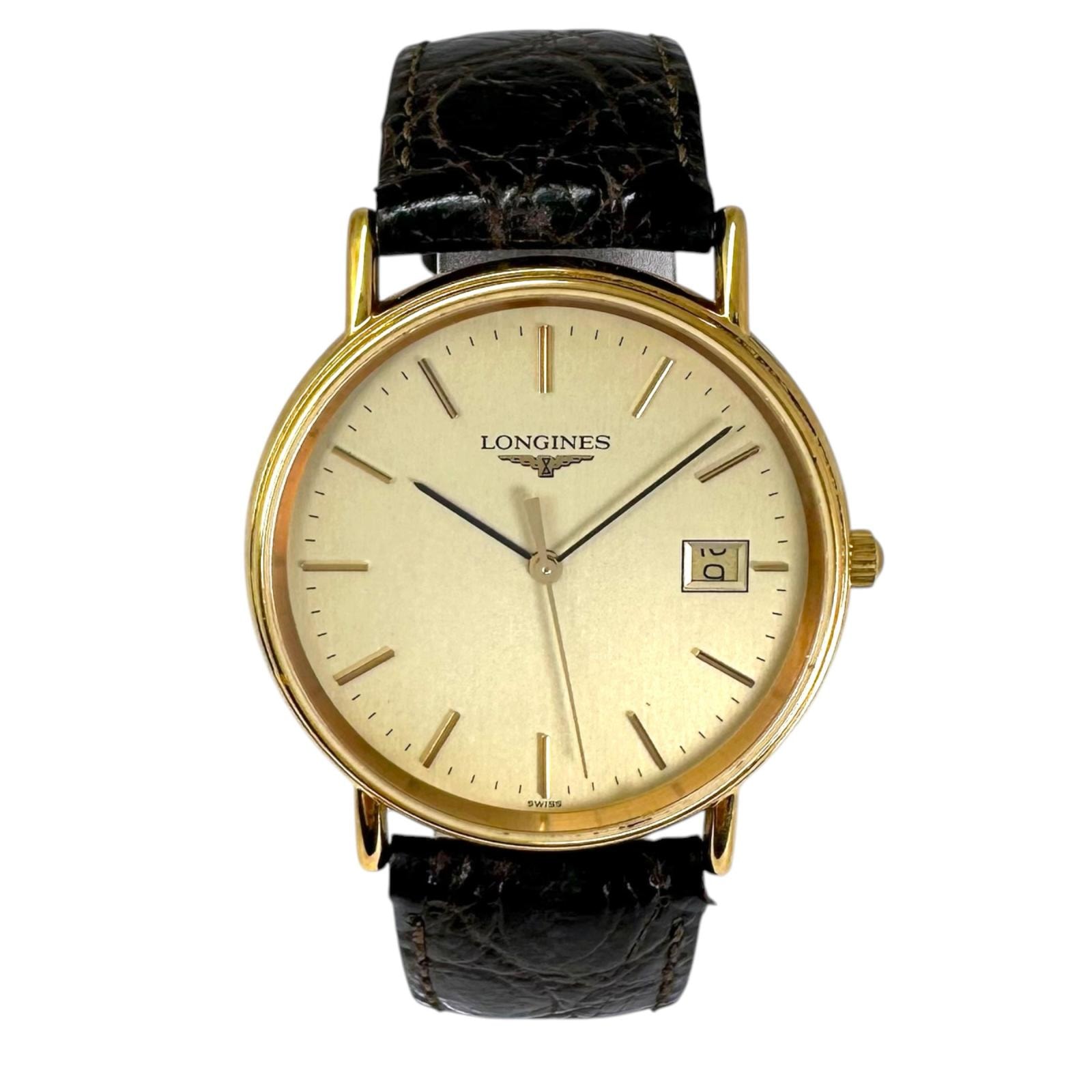 LONGINES ロンジン グランドクラシック L4.636.2 腕時計 スチール/レザー ゴールド クォーツ ゴールド文字盤 メンズ【中古】