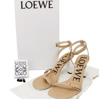 【極品】LOEWE ロエベ ペタル スティレット サンダル ベージュ系 36