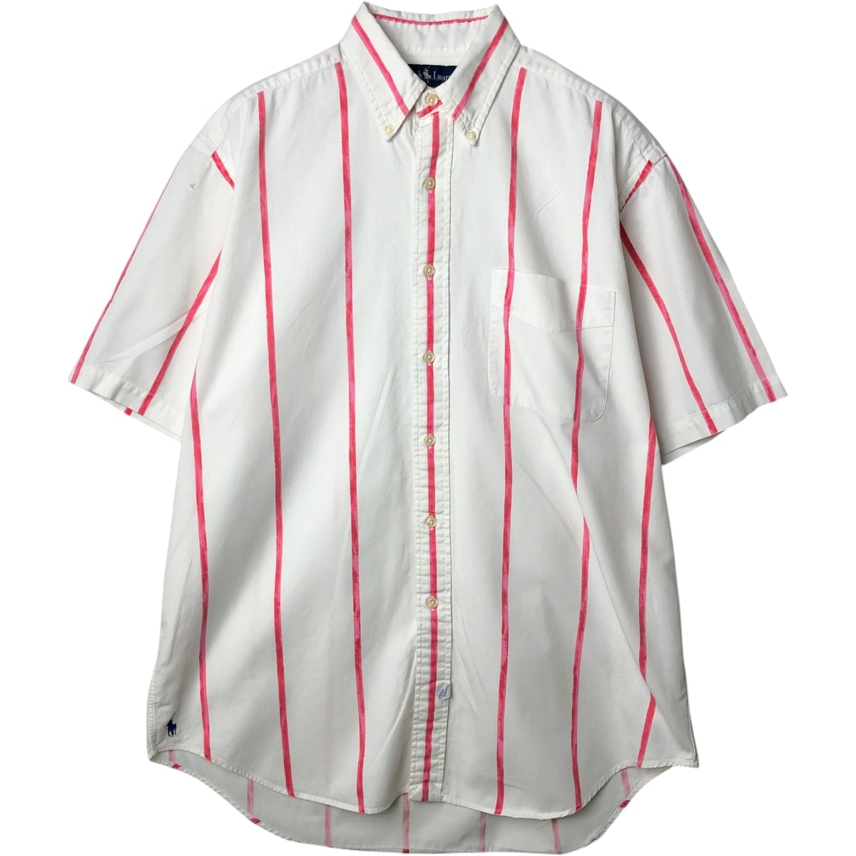 古着 ラルフローレン Ralph Lauren 半袖 ボタンダウン ストライプシャツ メンズM相当/eaa644820
