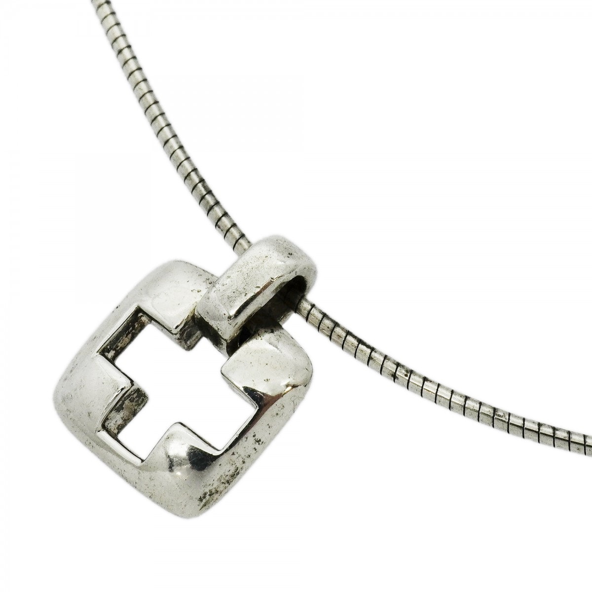 【6jcb0627-k】ティファニー ネックレス オープンクロス スクエア シルバー925【中古】レディース