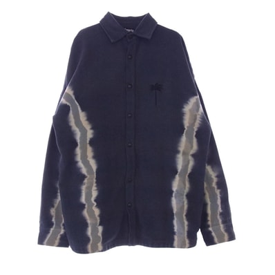 PALM ANGELS パームエンジェルス 長袖シャツ エンブロイダリー ブリーチ加工 長袖 シャツ ブルー系【中古】