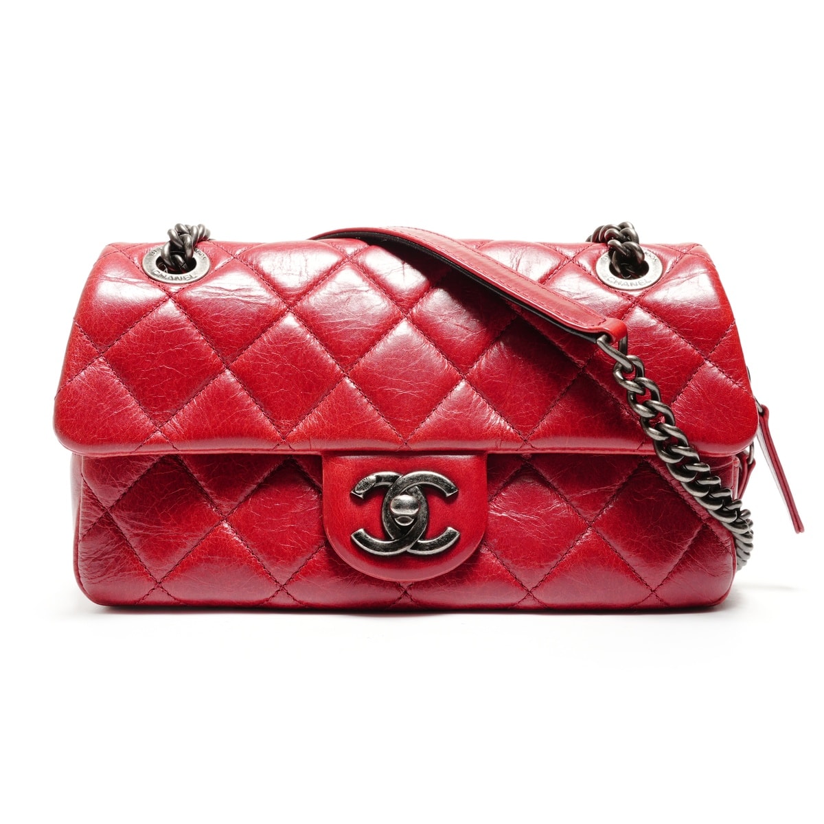 シャネル CHANEL 19番台 2014 マトラッセ チェーンショルダー ガンメタリック ショルダーバッグ【中古】