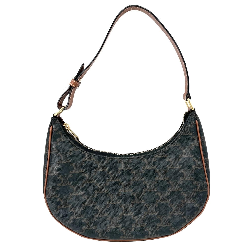 CELINE セリーヌ ハンドバッグ アヴァ トリオンフ セミショルダーバッグ 肩掛け AVA 小さめ ブラウン 茶 カーフ タン ゴールド金具 レディース 美品【中古品】