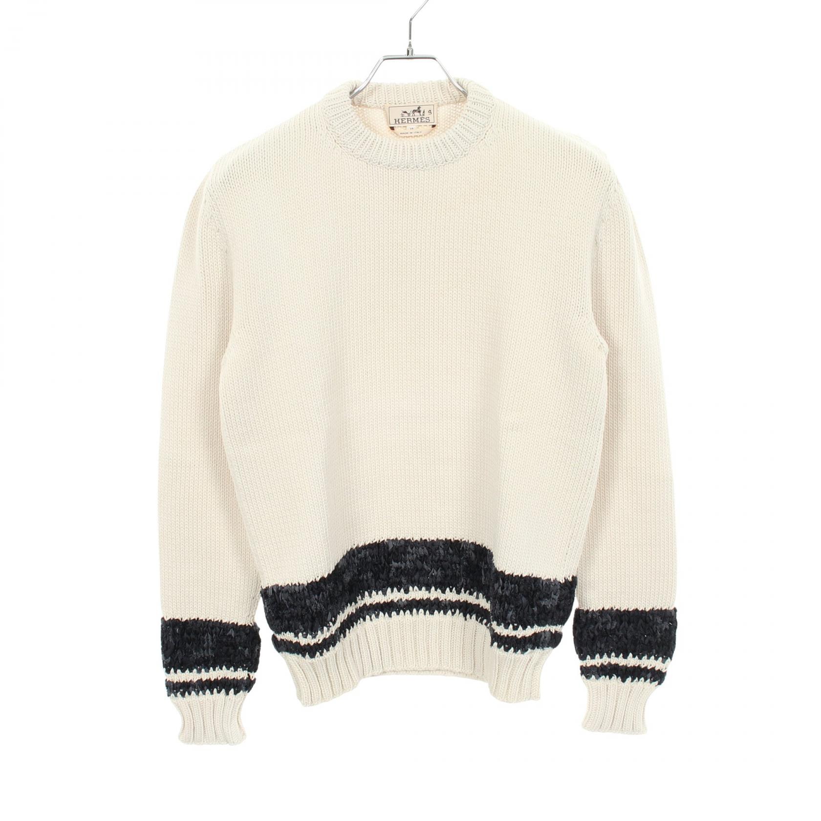 エルメス HERMES ニット 衣料品 トップス コットン レディース ホワイト系 / ネイビー系 【中古】