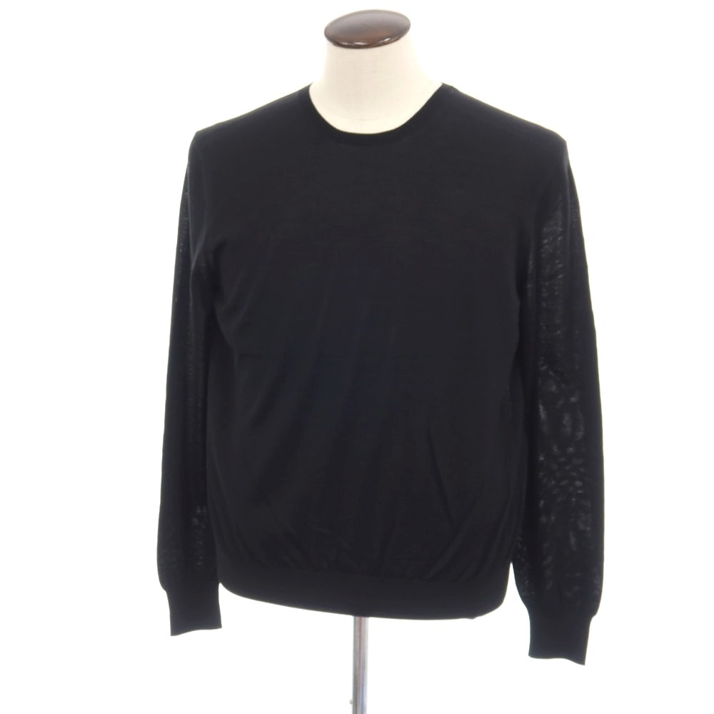 【中古】【未使用】サンローランパリ SAINT LAURENT PARIS ハイゲージ ウール クルーネックニット ブラック【サイズL】【メンズ】