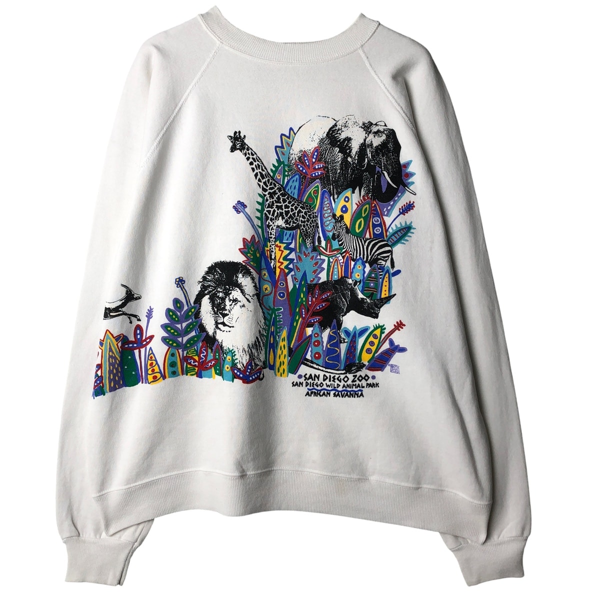 古着 90年代 ヘインズ Hanes ACTIVEWEAR 大判プリント アニマル スウェットシャツ トレーナー USA製 メンズXL相当/eaa482820