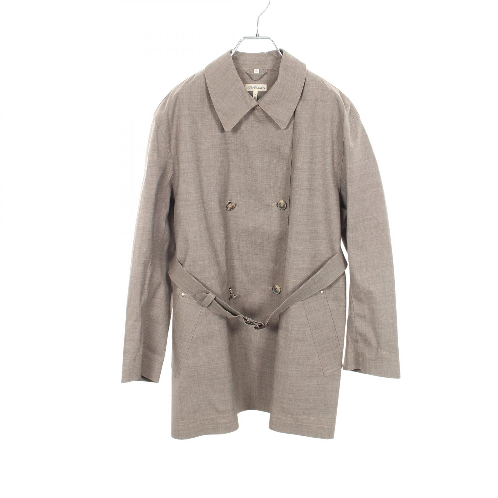 エルメス HERMES ダブルブレスト 衣料品 アウター ウール メンズ レディース グレー系 【中古】