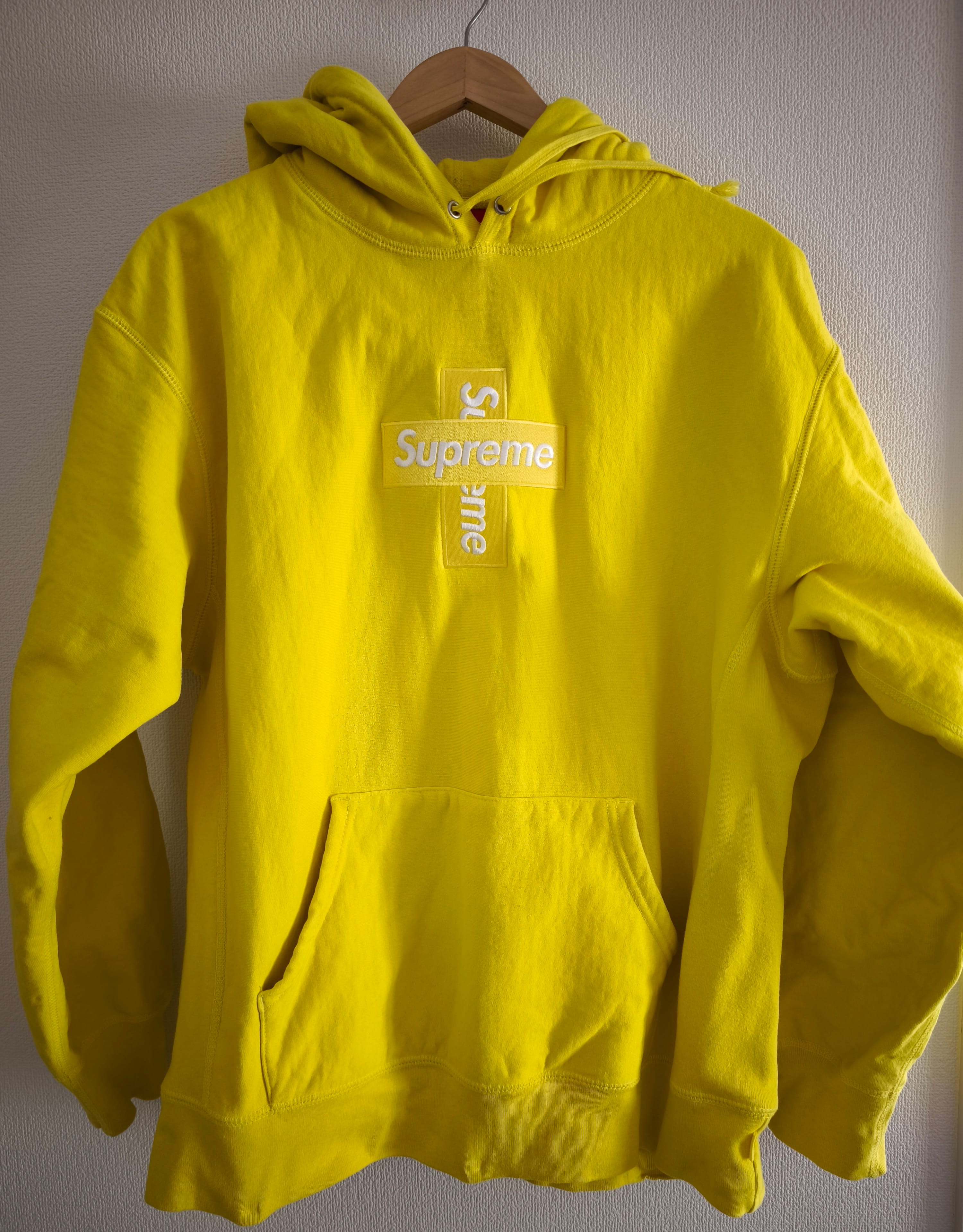 Supreme Cross Box Logo Hooded Sweatshirt "Yellow"